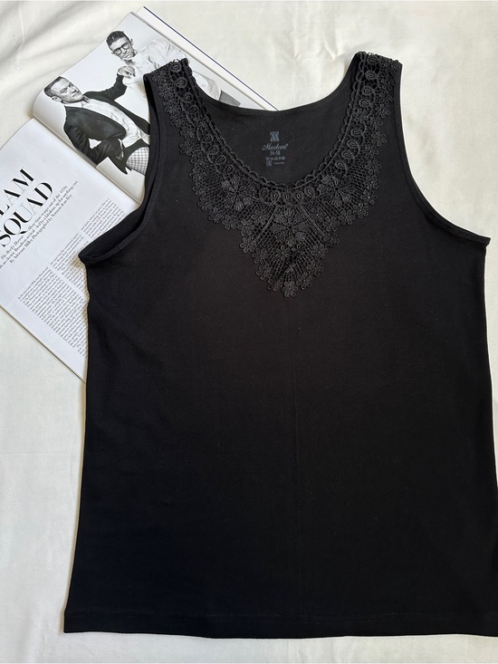 Tops - 3/50$Black Women's Lace-Trim Tank Top